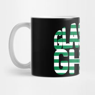 GLASGOW GHIRL, Glasgow Celtic Football Club Green and White Hooped Text Design Mug